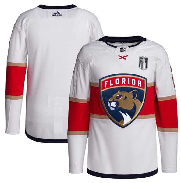 Men%27s Florida Panthers Blank White 2023 Stanley Cup Final Stitched Jersey Dzhi